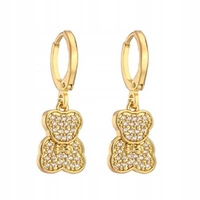 ECARLA kolczyki ze stali szlachetnej pozłacanej Miś KST2781