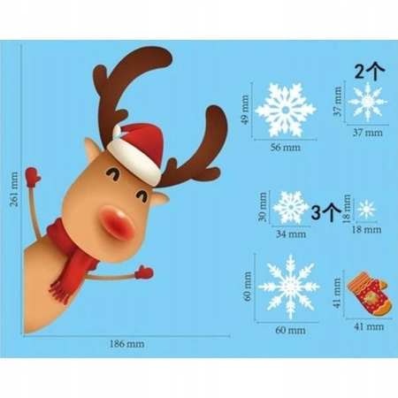 ECARLA naklejki na szybę świąteczne kolorowe 1 arkusz 20x30cm NKD19