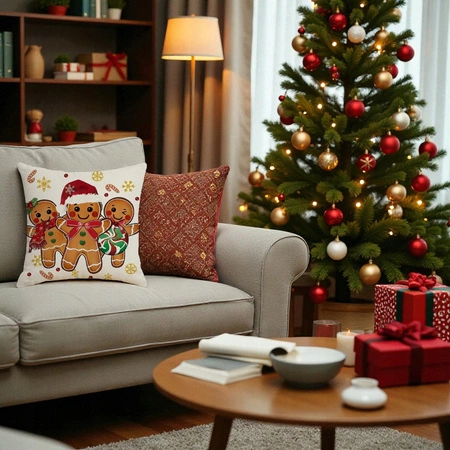 ECARLA Zima Świąteczna poszewka na poduszkę Boho 45x45 PIERNICZKI POD248