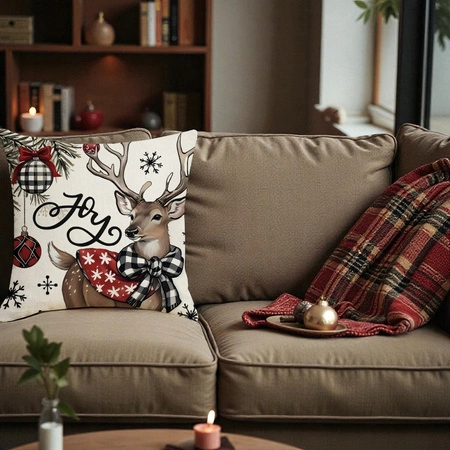 ECARLA Zima Świąteczna poszewka na poduszkę Boho 45x45 JELONEK POD244