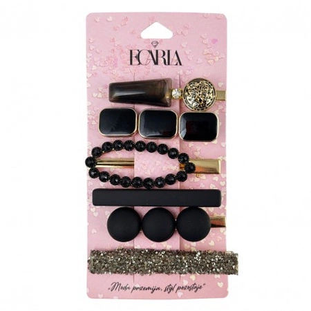 ECARLA zestaw eleganckich wsuwek do włosów Czarne SP255CZ 6szt