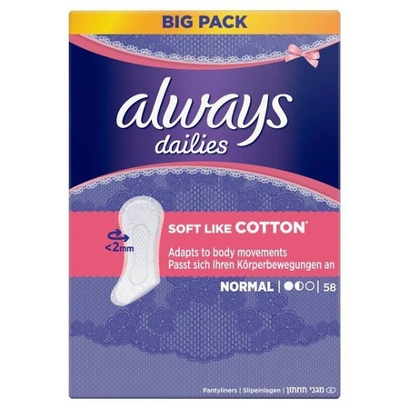ALWAYS Dailies wkładki Liner Soft&Cotton 58szt