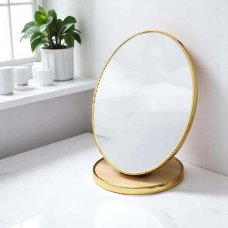 ECARLA lusterko kosmetyczne stojące, jednostronne Złota ramka 15x20cm L18