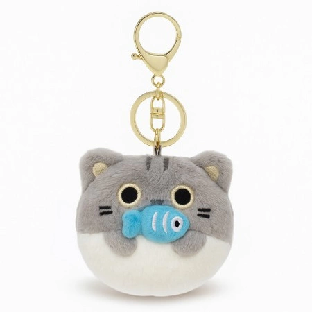 ECARLA brelok do kluczy KOT wibrujący łapiący rybę Szary BRL384SZ