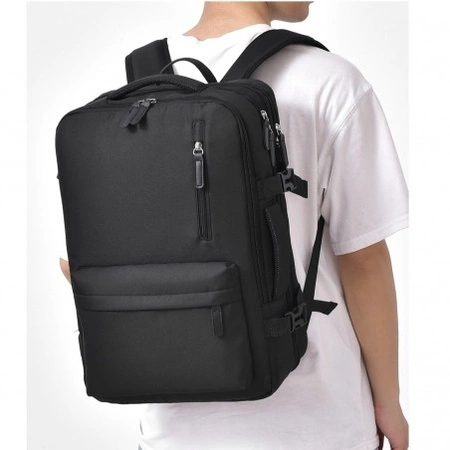 ECARLA plecak podróżny, kabinowy, wodoodporny z USB Czarny PL177