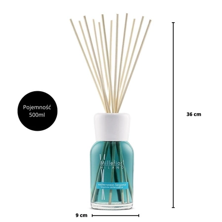 MILLEFIORI MILANO Diffuser pałeczki zapachowe Mediterranean Bergamot 500ml