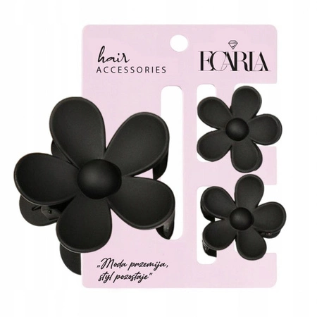 ECARLA zestaw spinek-klamer do włosów Kwiat XL +2 mini Czarny SP436