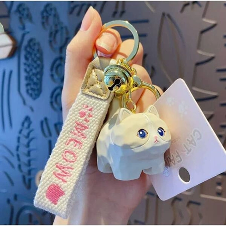 ECARLA brelok do kluczy KOT Biały Kotek BRL279