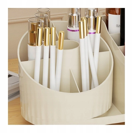 ECARLA organizer na pędzle kosmetyki obrotowy z szutladkami Kremowy CB66