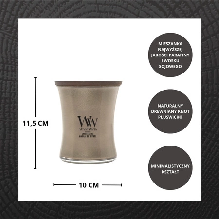 WOODWICK Precious Metals Średnia świeca w słoiku CYPRESS ORE 275g