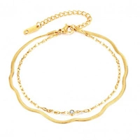 ECARLA bransoletka na rękę podwójna ze stali chirurgicznej pozłacanej BST1513