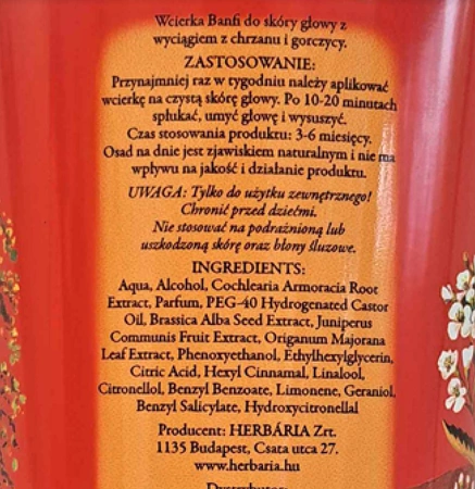 HERBARIA Banfi Chrzanowa wcierka do skóry głowy 250ml