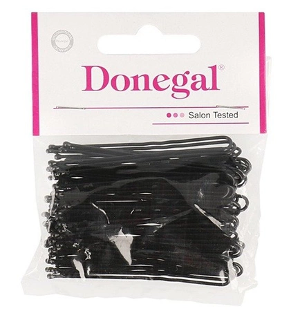 DONEGAL Wsuwki kokówki do włosów czarne 6cm 50szt