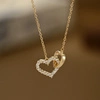 ECARLA naszyjnik ze stali szlachetnej pozłacanej SERCA cyrkonie NST2197