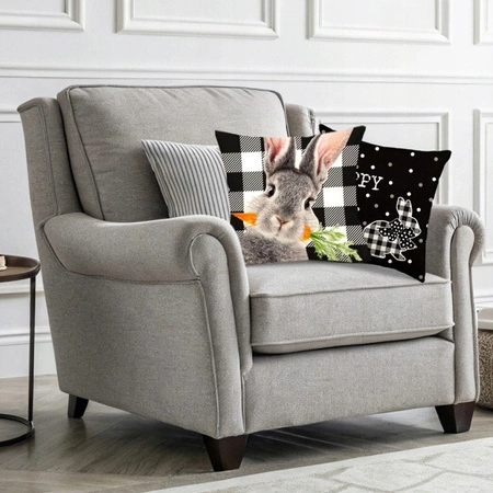 ECARLA Wielkanoc poszewka na poduszkę 45x45cm Królik Black White POD236