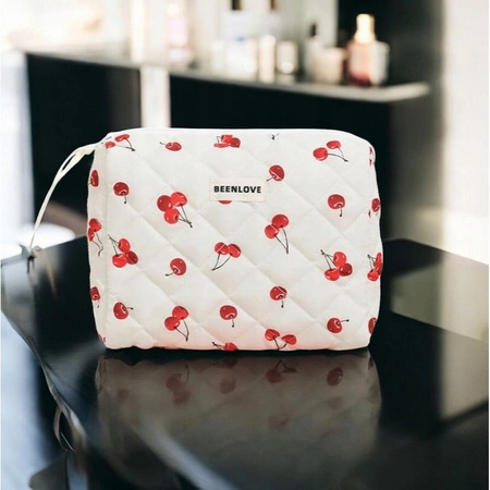 ECARLA kosmetyczka jednokomorowa pikowana 19x24x7cm Wisienki KS124