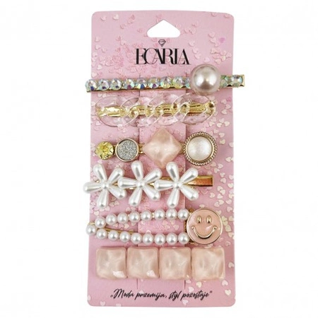 ECARLA zestaw eleganckich wsuwek do włosów Opalizujące Różowe SP204 6szt