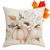 ECARLA Jesień poszewka na poduszkę 45x45 BOHO DYNIE LIŚCIE KWIATY POD240