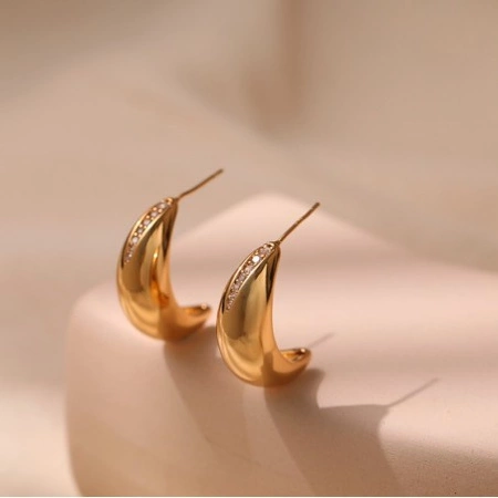 ECARLA kolczyki ze stali szlachetnej platerowanej 14k złotem KST3393