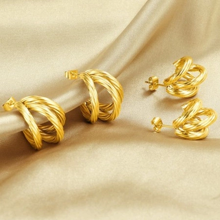 ECARLA kolczyki ze stali szlachetnej platerowanej 14k złotem KÓŁKA KST3322