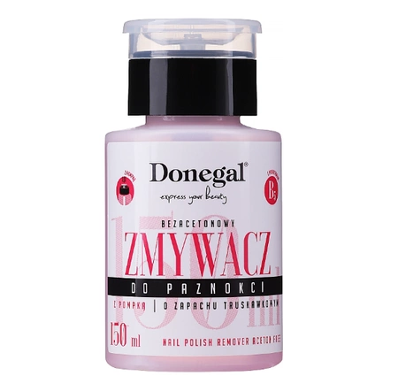 DONEGAL Zmywacz do paznokci bezacetonowy z dozownikiem Truskawka 150ml