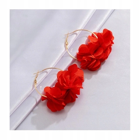 ECARLA kolczyki koła tiulowe kwiaty 6,5x5cm Czerwień K1677CZE