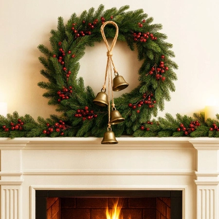 ECARLA Ozdoba Świąteczna dzwonki metalowe 4szt / 40cm WOZ51