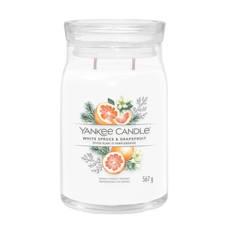 YANKEE CANDLE Signature Duża świeca w słoiku WHITE SPRUCE & GRAPEFRUIT 567g