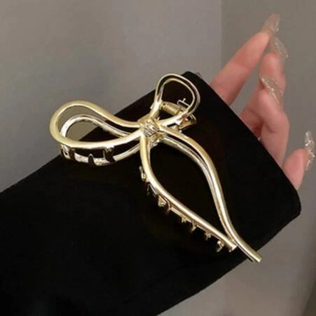 ECARLA spinka do włosów klamra metalowa Złota Kokardka SP328