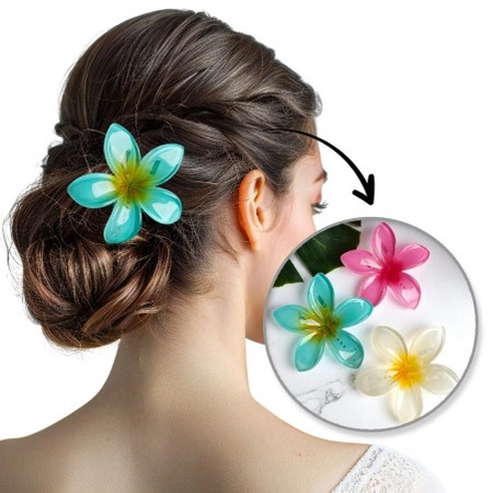 ECARLA spinka-klips do włosów Kwiat Moana Ombre 6cm Niebieski SP405