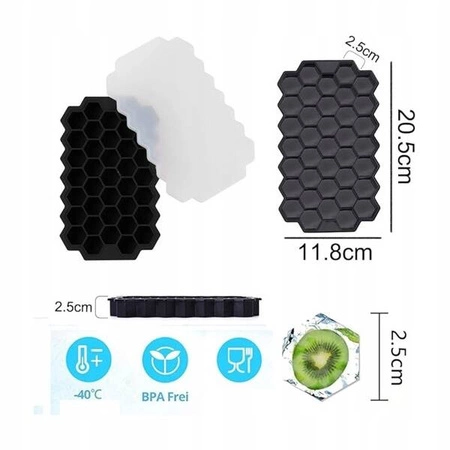 ECARLA foremka silikonowa na lód 37 ośmiokątnych kostek 2,3x 2,7x 2,5cm FNL03