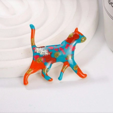 ECARLA broszka ozdobna Tęczowy Kotek BZ217