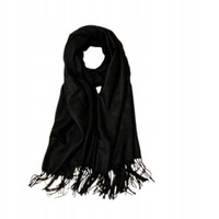 ECARLA szal z frędzlami, chusta 70x 200cm Czarny SZA40CZ