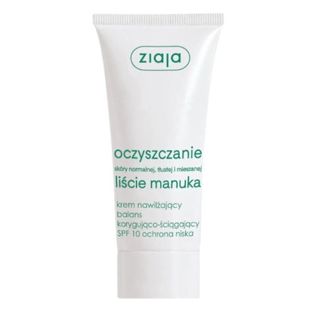 ZIAJA Liście Manuka Oczyszczanie krem nawilżający balans korygująco-ściągający SPF10 50ml