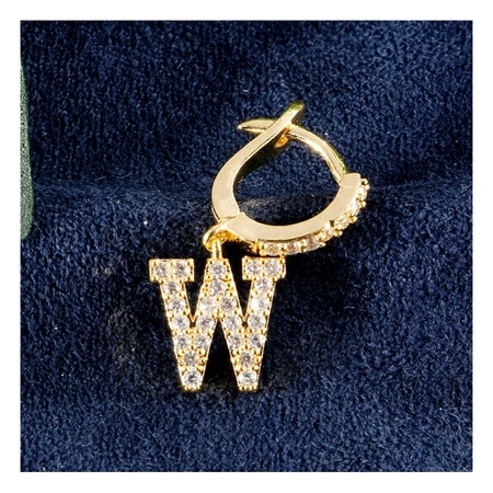ECARLA kolczyk ze stali szlachetnej platerowanej 14k złotem Literka W KST1683W