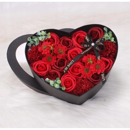 ECARLA bukiet zapachowych kwiatów mydlanych w pudełku Serce Czerwień BUK01CZE