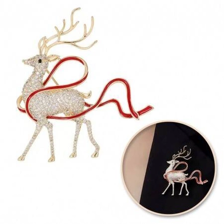 ECARLA broszka kryształowa z cyrkoniami Jelonek BZ183