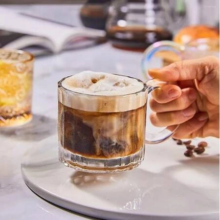 ECARLA szklanka z uchem ryflowana mała do kawy 225ml SZK61