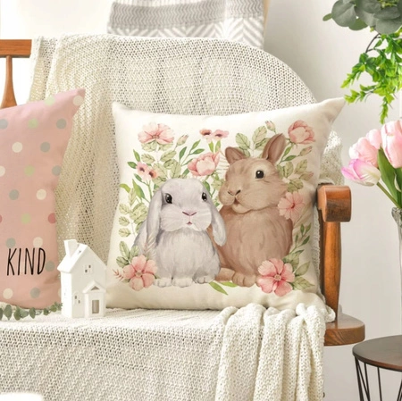 ECARLA Wiosna poszewka na poduszkę 45x45cm Króliczki POD223