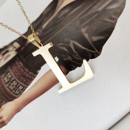 ECARLA naszyjnik ze stali szlachetnej pozłacanej Literka L NST100L