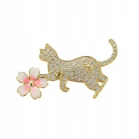 ECARLA broszka KOTEK z kwiatkiem BZ211