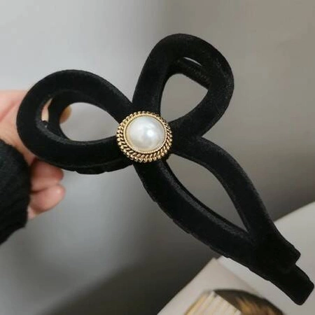 ECARLA spinka-klamra do włosów Vintage Velvet Czarna z perłą SP336
