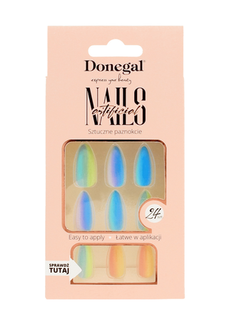 DONEGAL Sztuczne paznokcie z klejem 24szt