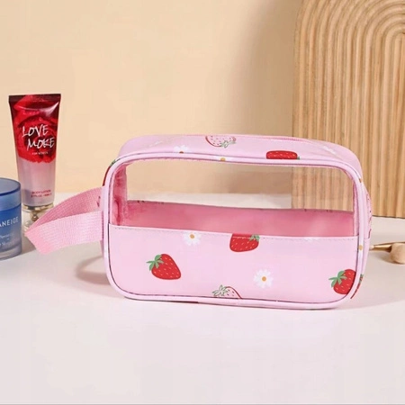 ECARLA kosmetyczka kuferek rozmiar S 22x7x13cm Truskawki KS149