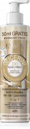 EVELINE Glicerini krem-maska do rąk i paznokci glicerynowa Bio Kozie Mleko 245ml 