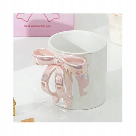 ECARLA kubek opalizujący z różową kokardką Pink Bow CUP23 350ml