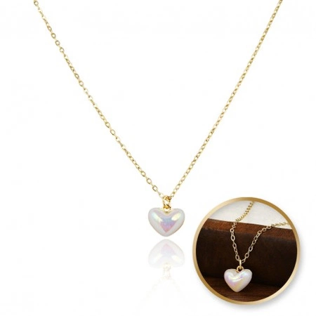 ECARLA naszyjnik ze stali szlachetnej pozłacanej SERCE masa perłowa NST2170