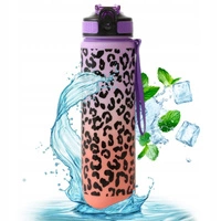 ECARLA Bidony bidon na wodę Panterka Ombre 1l Fiolet Pomarańcz BD43WZ2