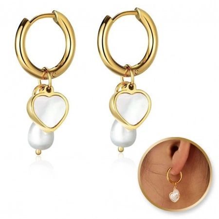 ECARLA kolczyki ze stali szlachetnej platerowanej 14k złotem SERCA KST3319