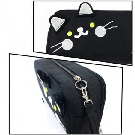 ECARLA piórnik wielofunkcyjny dwukomorowy Happy Cat Czarny PR12